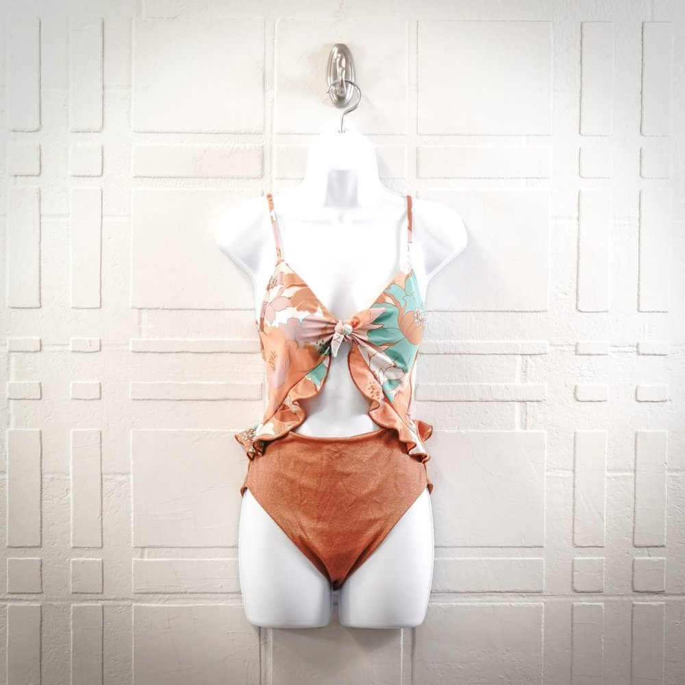 Power 2 The Flower Carly Cutout One Piece Swimsuit, Medium